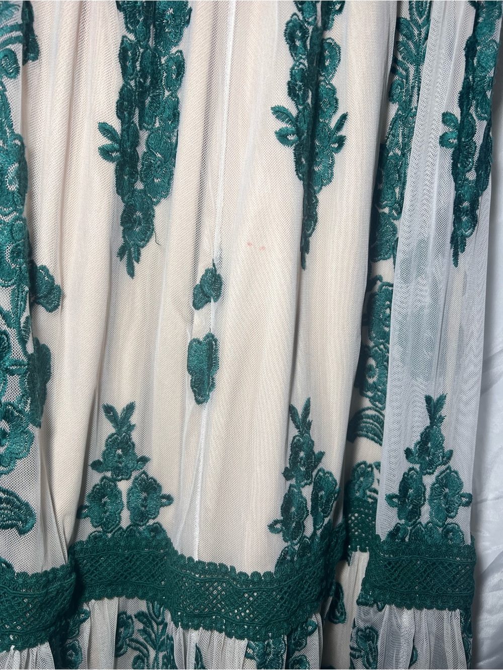 Altar'd State Arissa Floral Embroidered Maxi Skirt Cream Green *Small Flaw* Boho - Picture 5 of 5